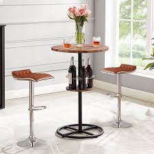 Vecelo Round Bar Table With Built In