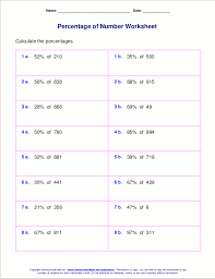 Printable Percentage Of Number Worksheets