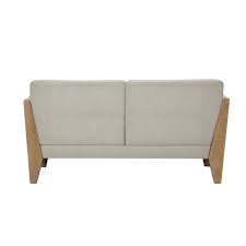 Nathan James Zion 2 Seater Modern Farmhouse Sofa With Linen Upholstery And Solid Wood Arms Sand Light Brown