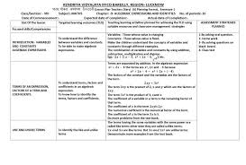 Mathematics Lesson Plan For Class 8