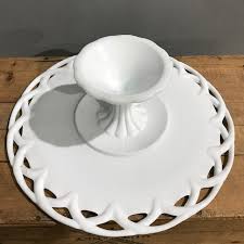 Milk Glass Cake Plate Stand Tramps Uk