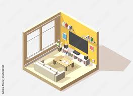 Vector Isometric Low Poly Living Room