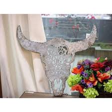 Parisloft Galvanized Iron Bull Skull