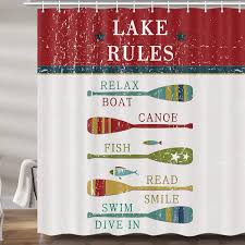 Dynh Rustic Lake Life Rv Shower Curtain