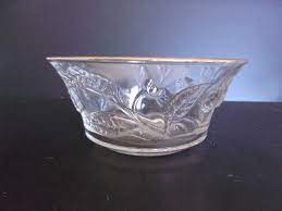 Vintage Clear Glass Bowl Gold Trim