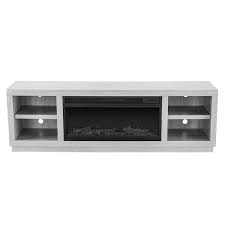 77 In Freestanding Electric Fireplace Tv Stand In Saw Cut Off White