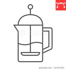 French Press Line Icon Coffee And Tea
