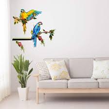 Asian Paints Blue Gold Macaws Wall