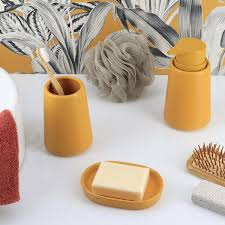 Yellow Mustard Bathroom Accessory Set 4 Pieces Fashionable Practical