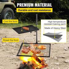 Vevor Campfire Grill Grate Double Layer 3 Section Height Adjustable Fire Pit Grill Grate For Outdoor Open Flame Cooking