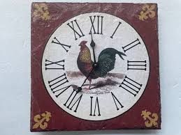 Vtg Rooster En Wall Clock