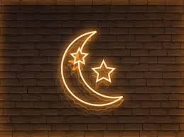 Ramadhan Neon Moon Star Icon Graphic