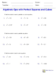 Radical Equations Algebra Worksheets