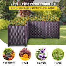 Vevor Plastic Raised Garden Bed Set Of