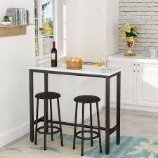 White Faux Marble Top Bar Table Set