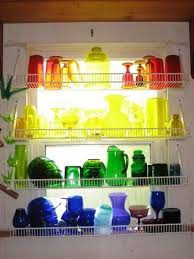 Colored Glassware Window Shelves