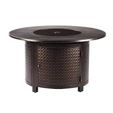 Oakland Living 44 In Round Aluminum Outdoor Propane Fire Table With Fire Beads Lid And Covers In Copper