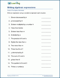 Grade 5 Algebra Worksheets K5 Learning