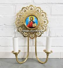 Church Wall Sconce With Icon Savior