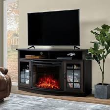 Amerlife Curved Fireplace Tv Stand With