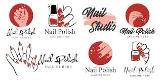 Nail Polish Or Nail Salon Icon Set Logo