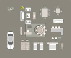 Vector Furniture Icons Top View With