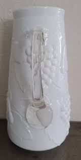 White Milk Glass Pitcher With Clear