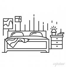 Bedroom Interior Line Icon Thin Line