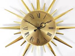 Golden Sunburst Brass Wall Clock