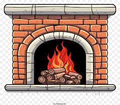 Empty Brick Fireplace With Logs Well