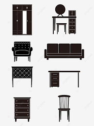 Black Minimalist Furniture Icon Element