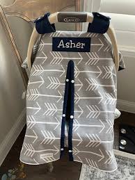 Baby Car Seat Cover Gray And White