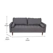 72 In Dark Gray Polyester 2 Seat Rectangular Square Arm Sofa