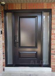 Frosted Sidelights Black Steel Door