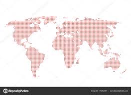 World Map Red Dots Background Dotted