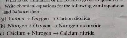 Write Chemical Equations For The