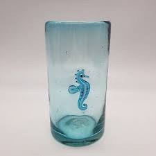Blue Aqua Recycled Glass Seahorse Icon