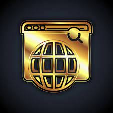 Gold Search Engine Icon Isolated On