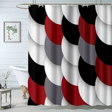 Striped Bathing Shower Curtain 12 Hooks