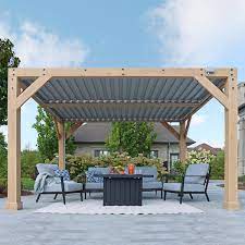 Yardistry Meridian Wood Room With Louvered Roof 10 X 12