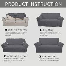 Dyiom Stretch 4 Seater Sofa Slipcover 1 Piece Sofa Cover Furniture Protector Couch Soft With Elastic Bottom Gray Grey