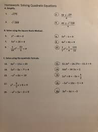 Solved Homework Solving Quadratic