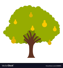 Big Tree With Fruit Icon Flat Style