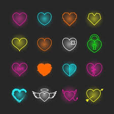 Heart Neon Icon Set For Free