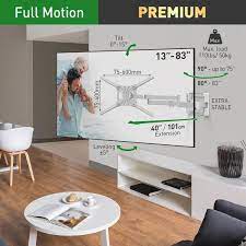Barkan 13 In 80 In Full Motion 4 Movement Extra Long Dual Arm Flat Curved Tv Wall Mount White Extremely Extendable