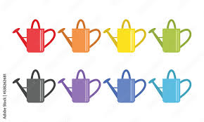 Multicolor Watering Cans Flat Icon