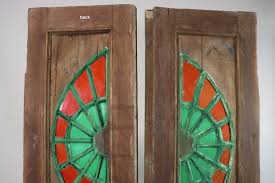 Hand Carved Colored Glass Door With