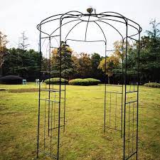 Tunearary Outdoor Black 6 8ft X 9 5ft Metal Birdcage Shaped Arch Trellis Climbing Plant Stand For Gazebo Wedding Ceremony Blacks