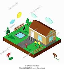 Isometric House Modern 3d Style