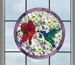 Faux Stained Glass Hummingbird Window
